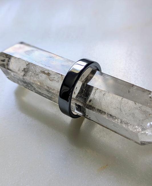 Flat Hematite Ring