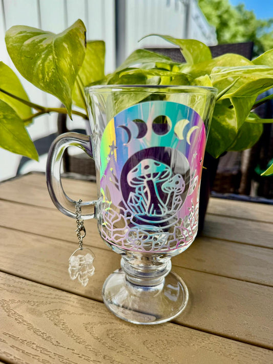 Hongo Mágico | Taza de cristal con dije de cristal.
