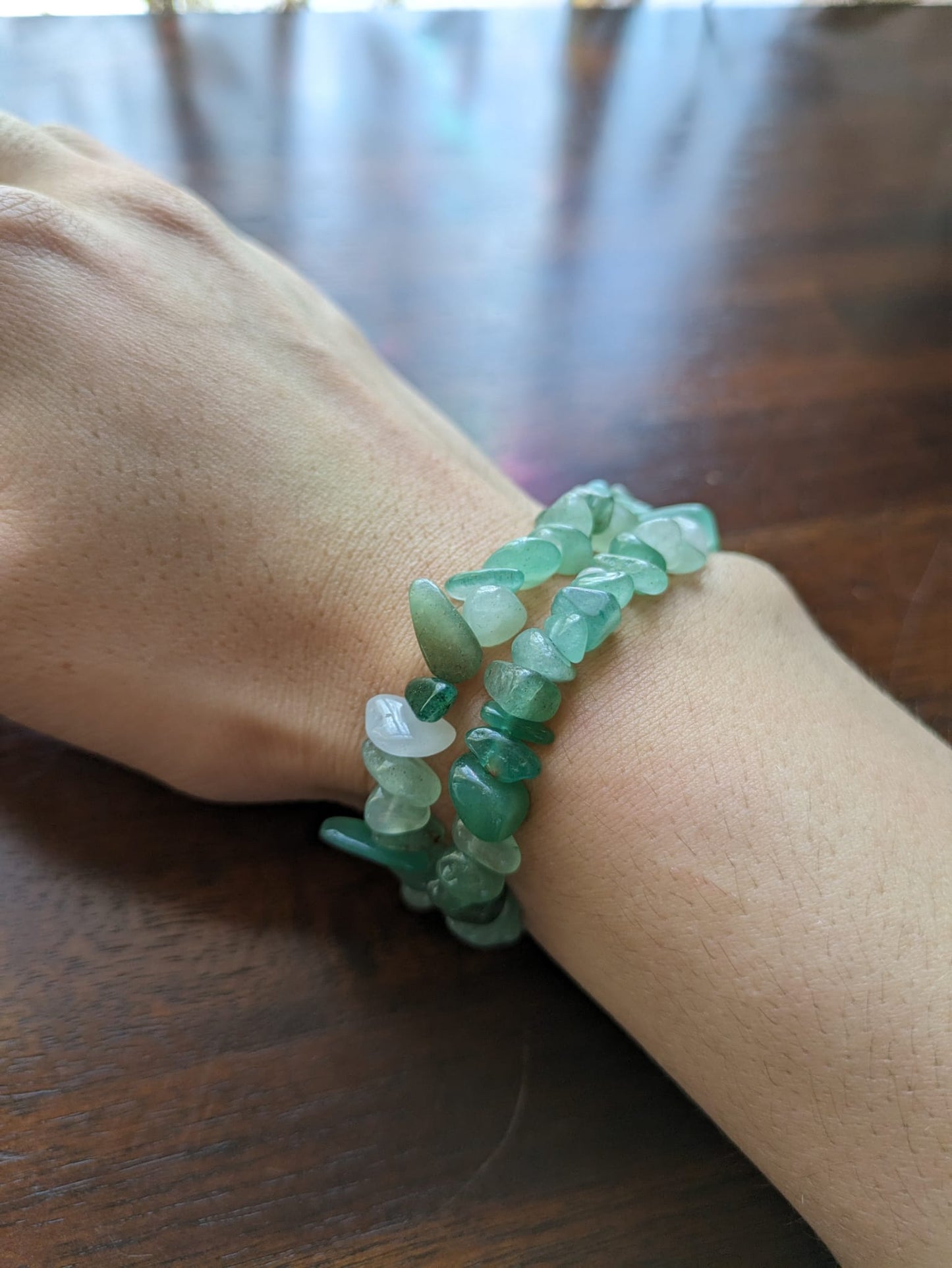 Pulsera con Chips de Aventurina Verde