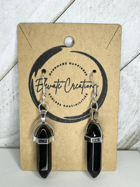 Obsidiana Negra | Pendientes de cristal hexagonales