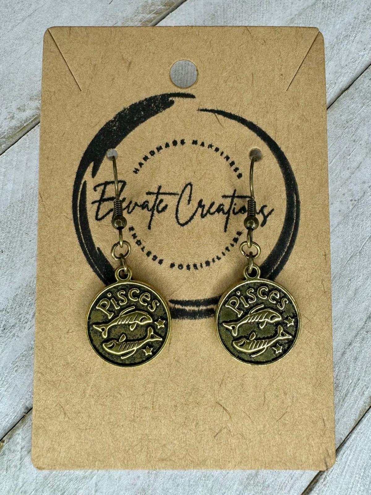 Pendientes Zodiaco Bronce-Oro | Piscis