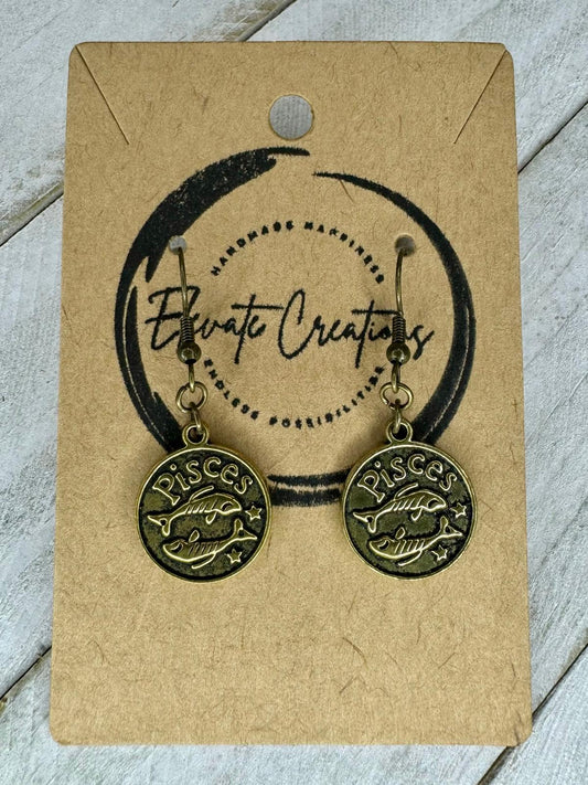Pendientes Zodiaco Bronce-Oro | Piscis