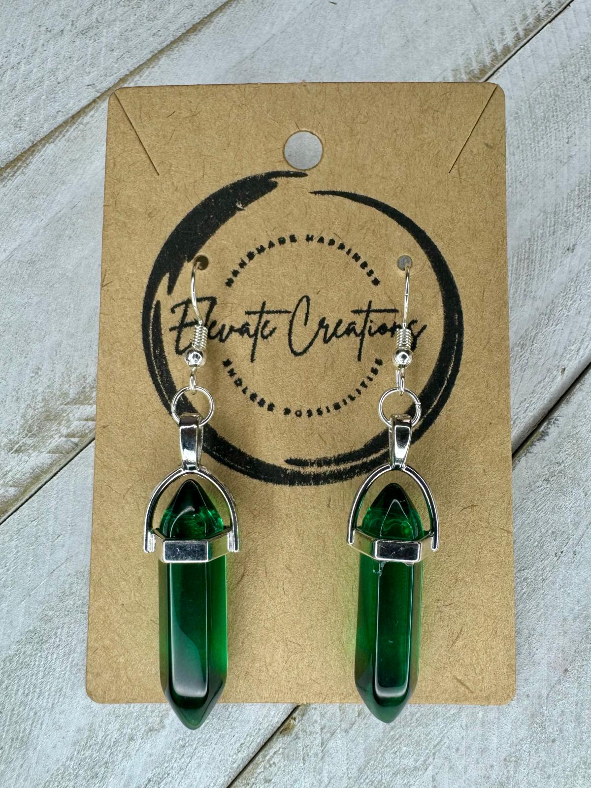 Verde | Pendientes de cristal hexagonales