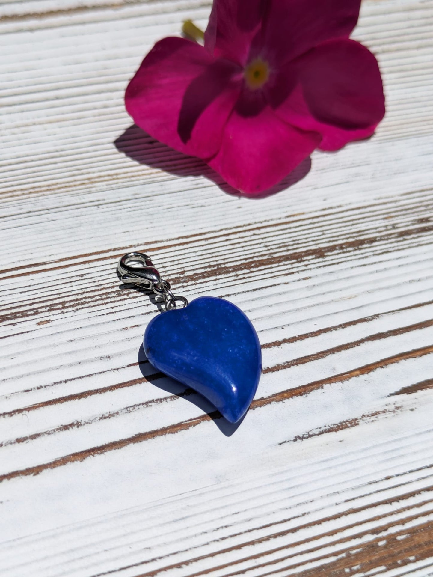Charm de cristal de corazón de ágata azul
