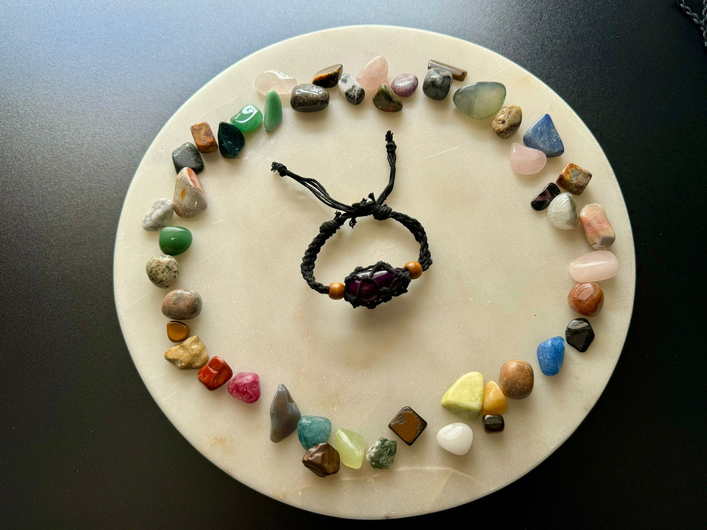 Pulsera de cuerda de ágata morada