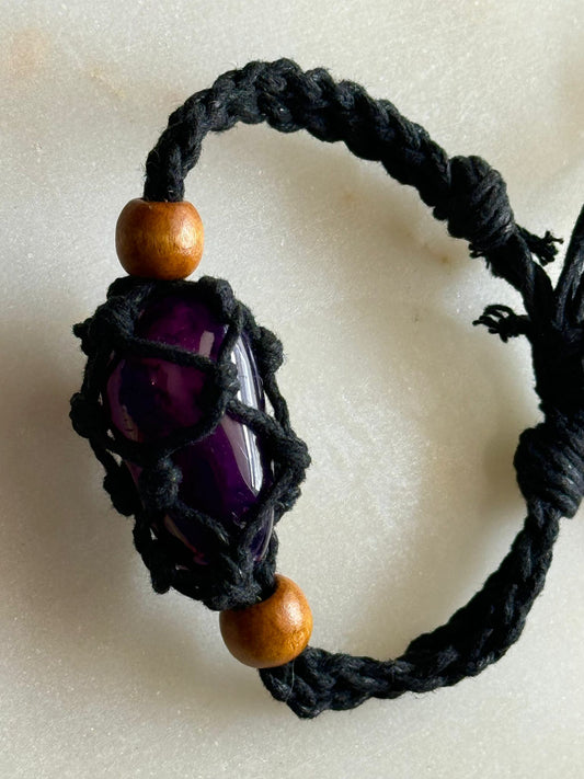 Pulsera de cuerda de ágata morada
