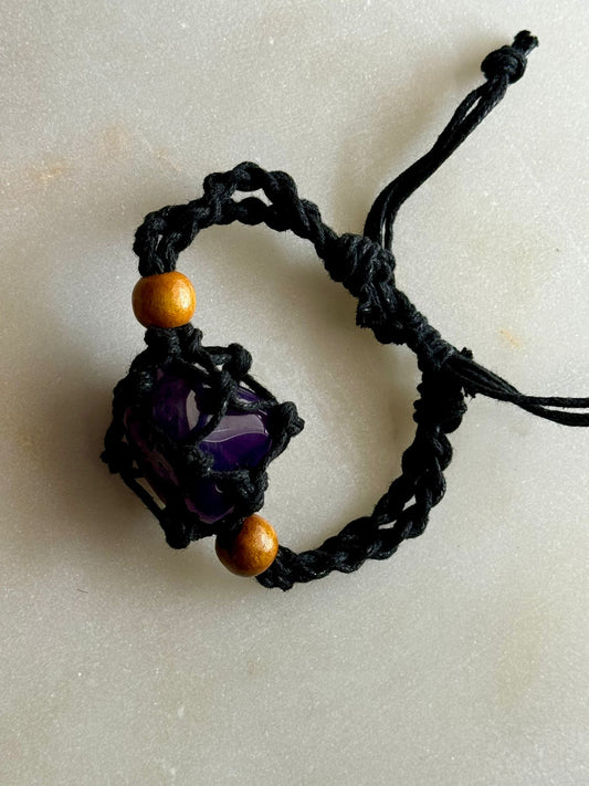Pulsera de cuerda de ágata morada