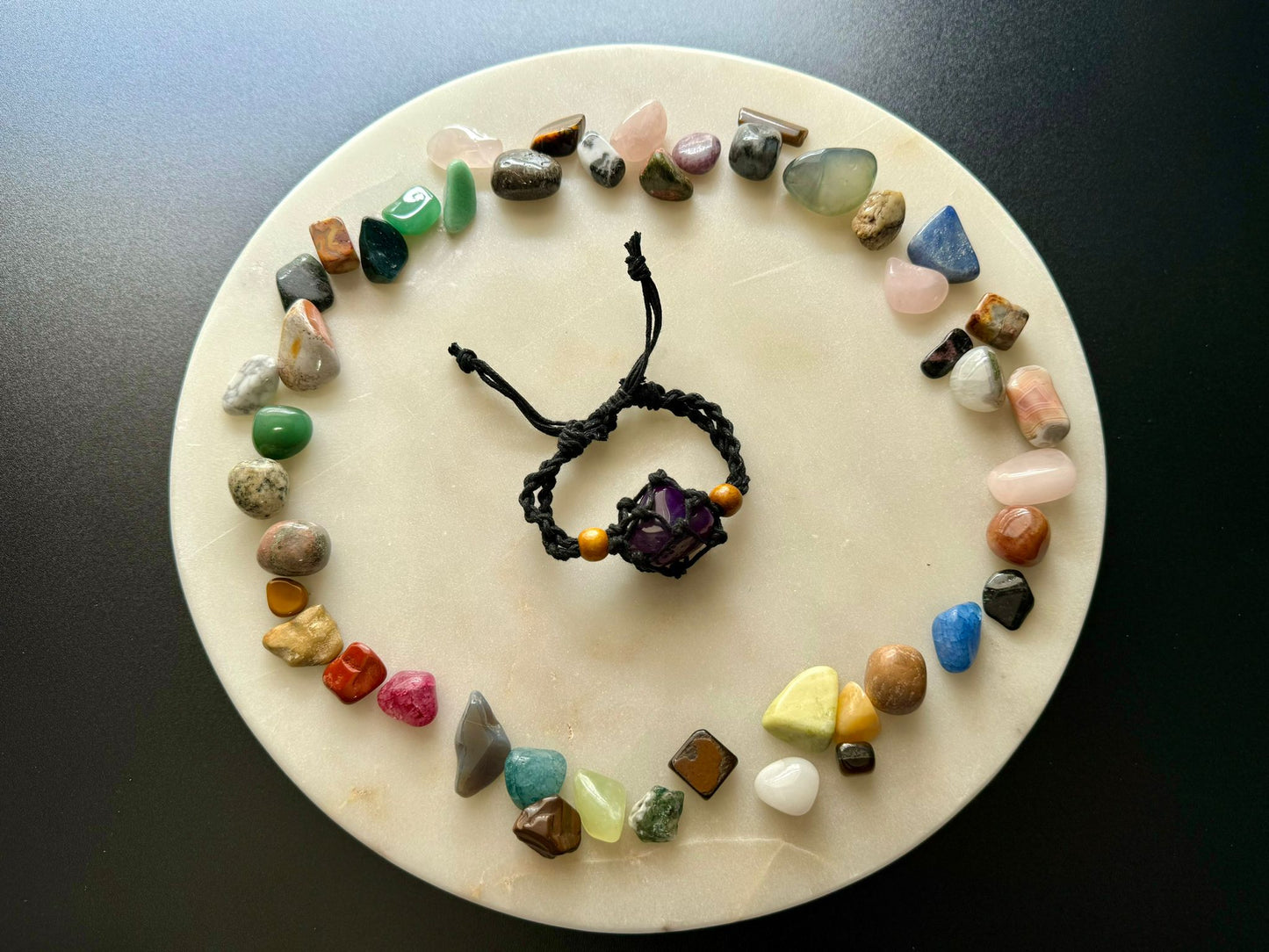 Pulsera de cuerda de ágata morada