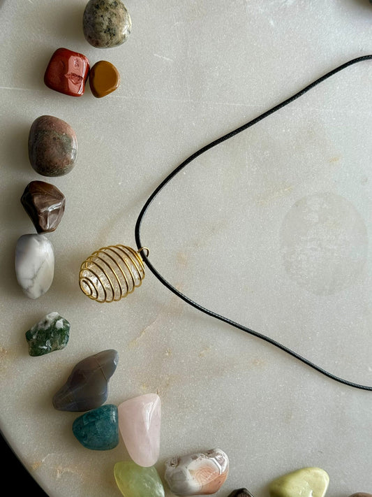 Amatista | Collar de jaula de cuentas en espiral de plata