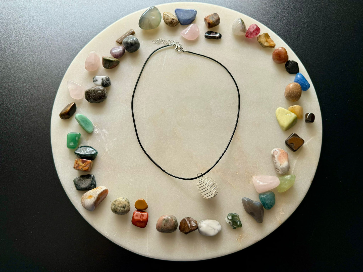 Amatista | Collar de jaula de cuentas en espiral de plata