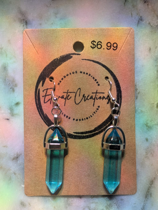 Verde claro | Pendientes de cristal hexagonales