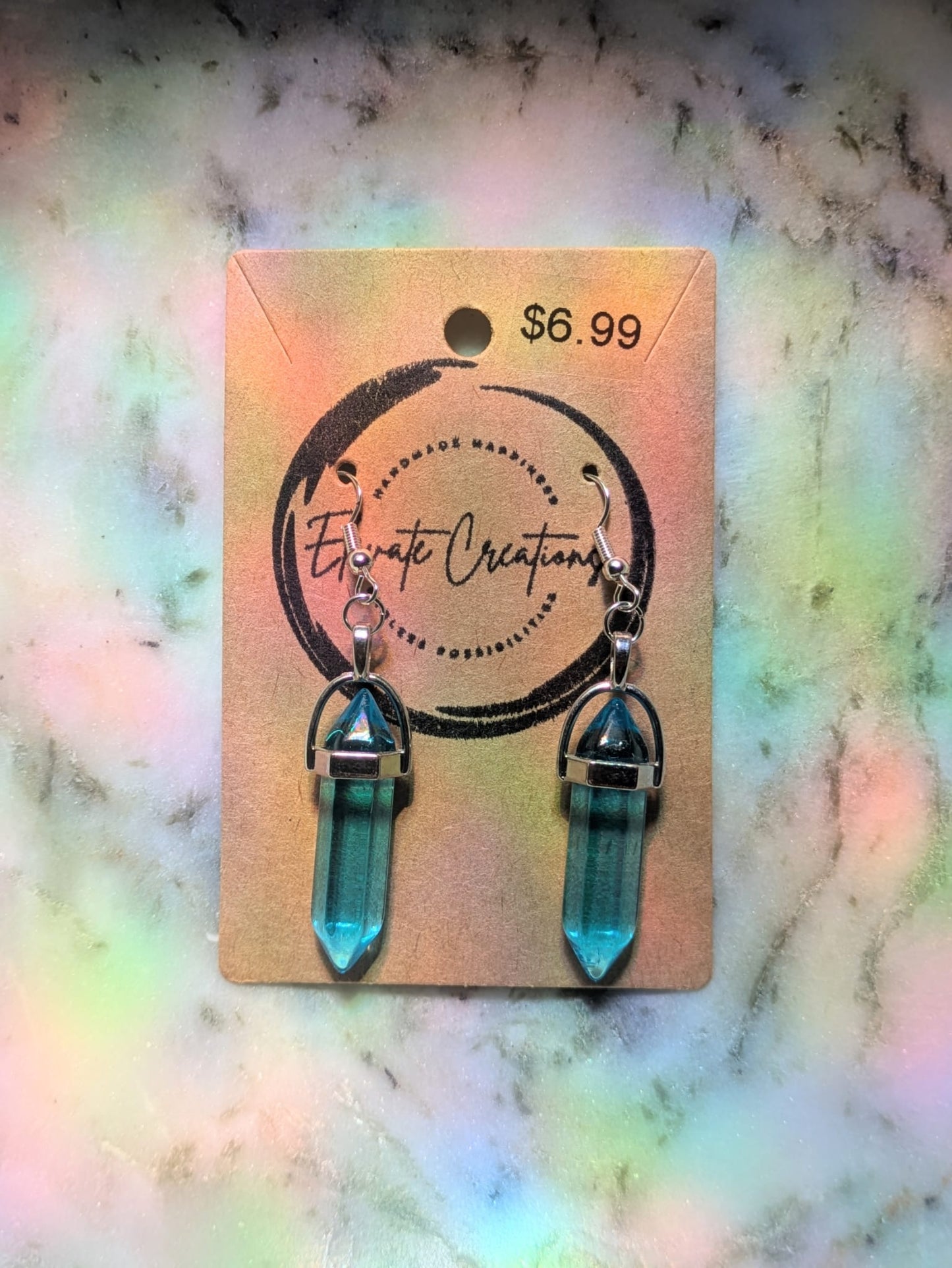 Verde claro | Pendientes de cristal hexagonales