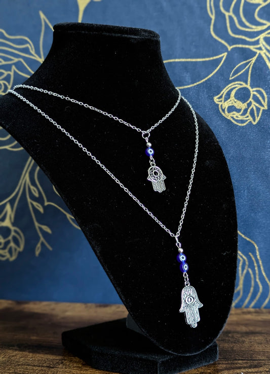 Evil Eye & Hamsa Hand Stainless Steel Necklace
