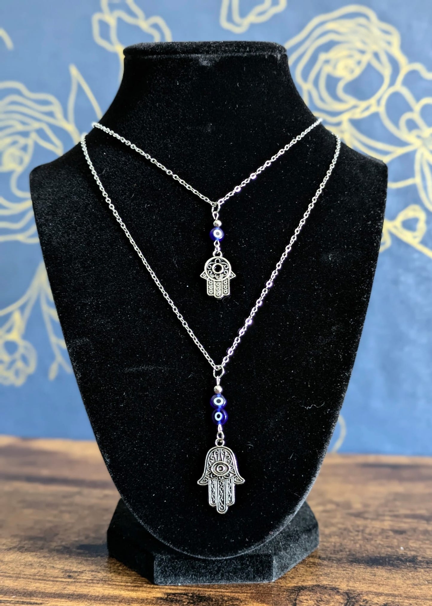 Evil Eye & Hamsa Hand Stainless Steel Necklace