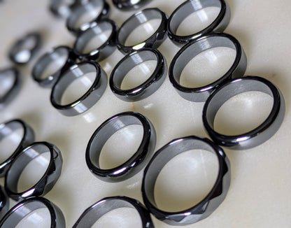 Faceted Hematite Ring