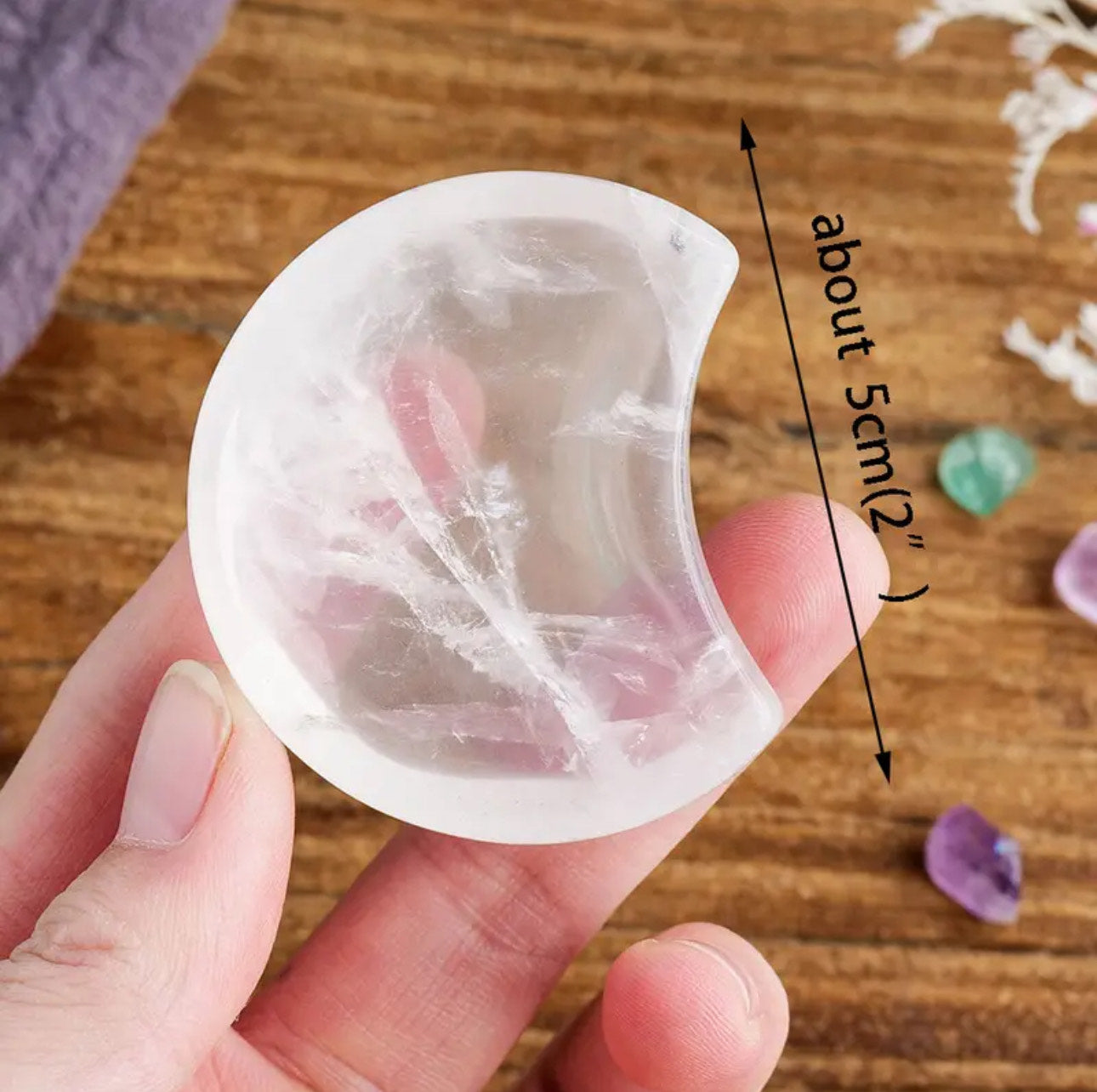 Moon-Shaped Clear Quartz Plate