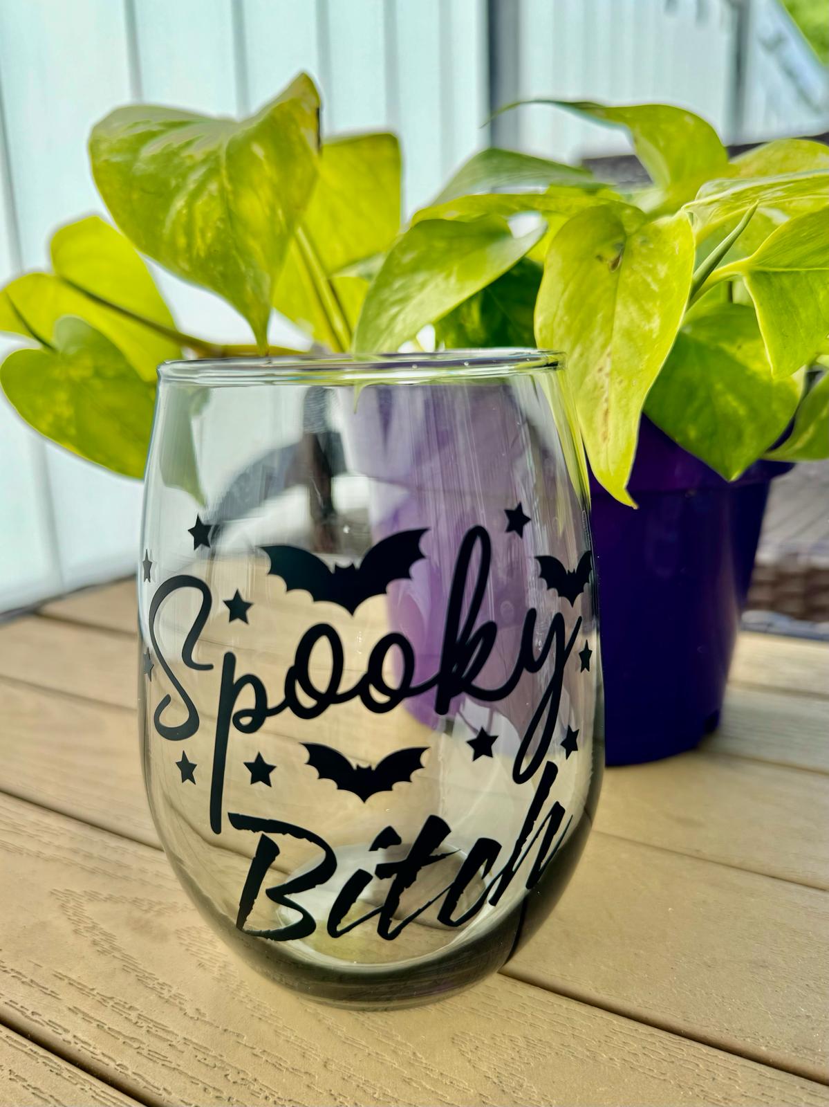 Spooky B*tch | Stemless Smoked Wine Glass