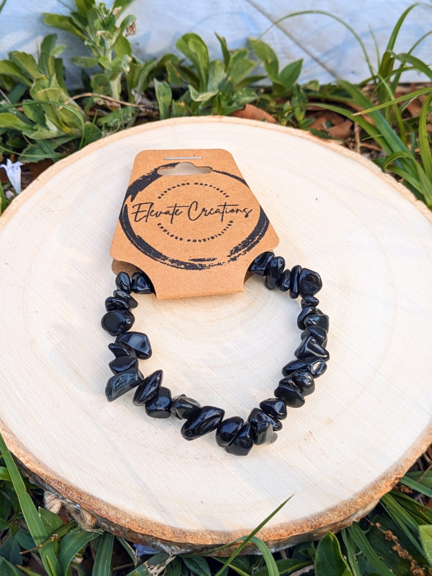 Black Obsidian Chip Bracelet