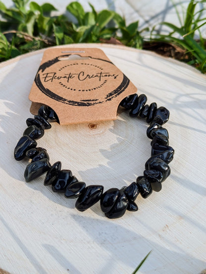 Black Obsidian Chip Bracelet