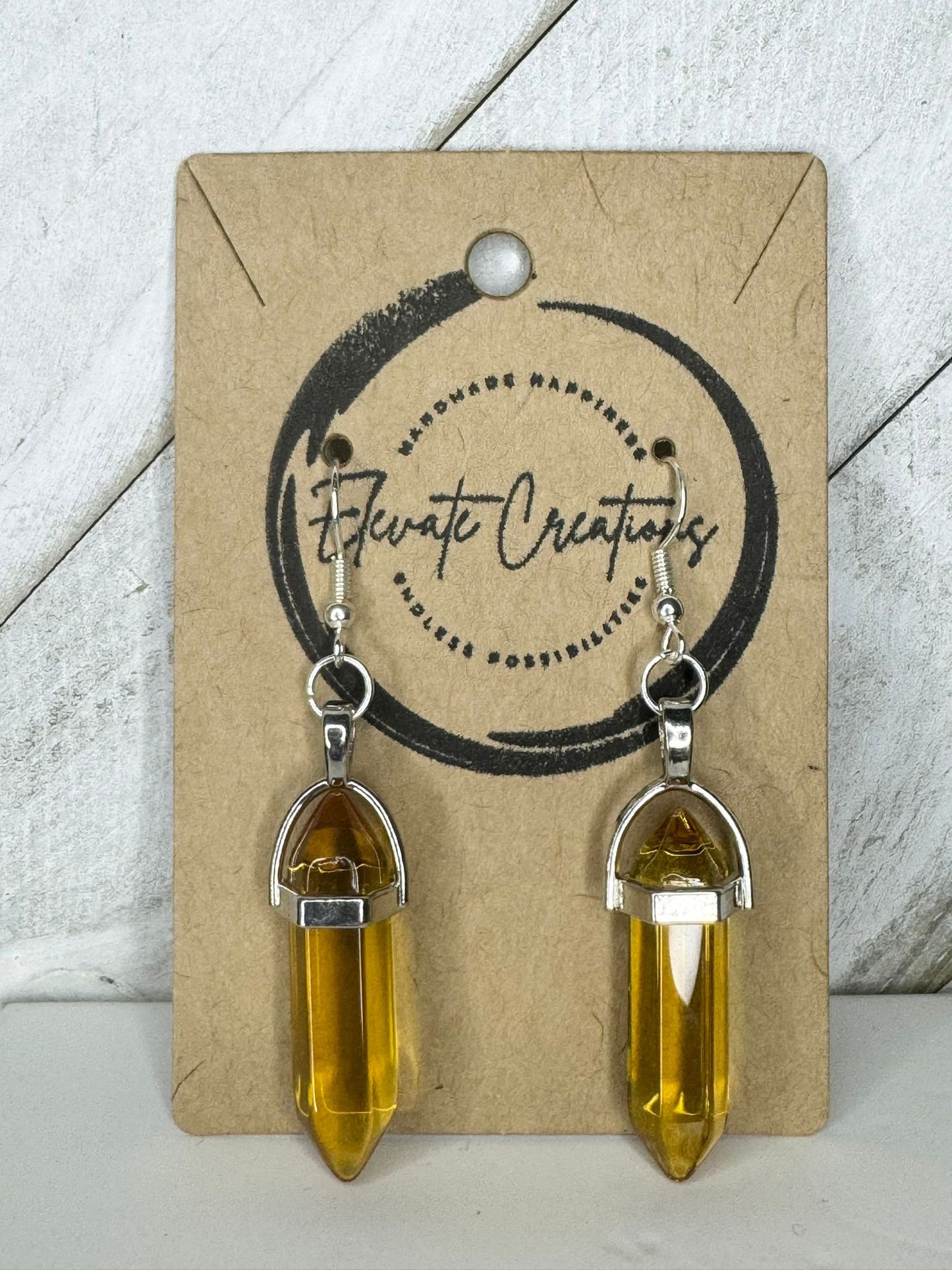 Golden Yellow | Hexagonal Glass Crystal Earrings