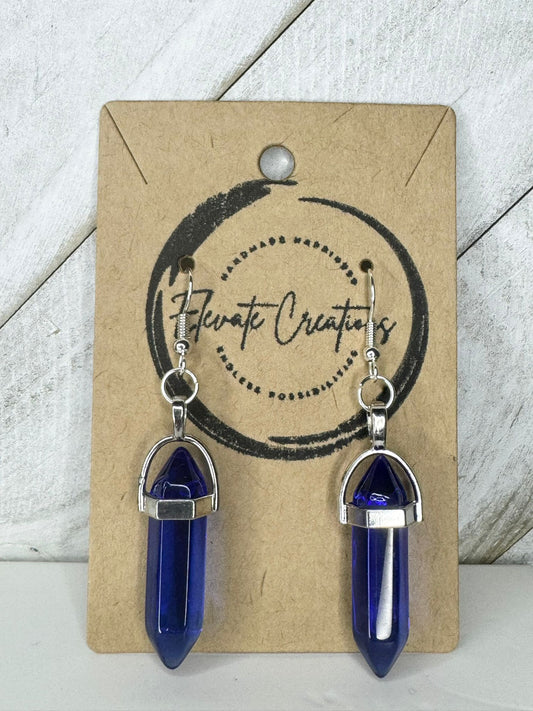 Blue | Hexagonal Glass Crystal Earrings