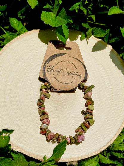 Unakite Chip Bracelet