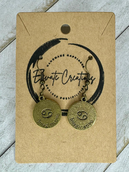 Bronze-Gold Zodiac Earrings | Cancer