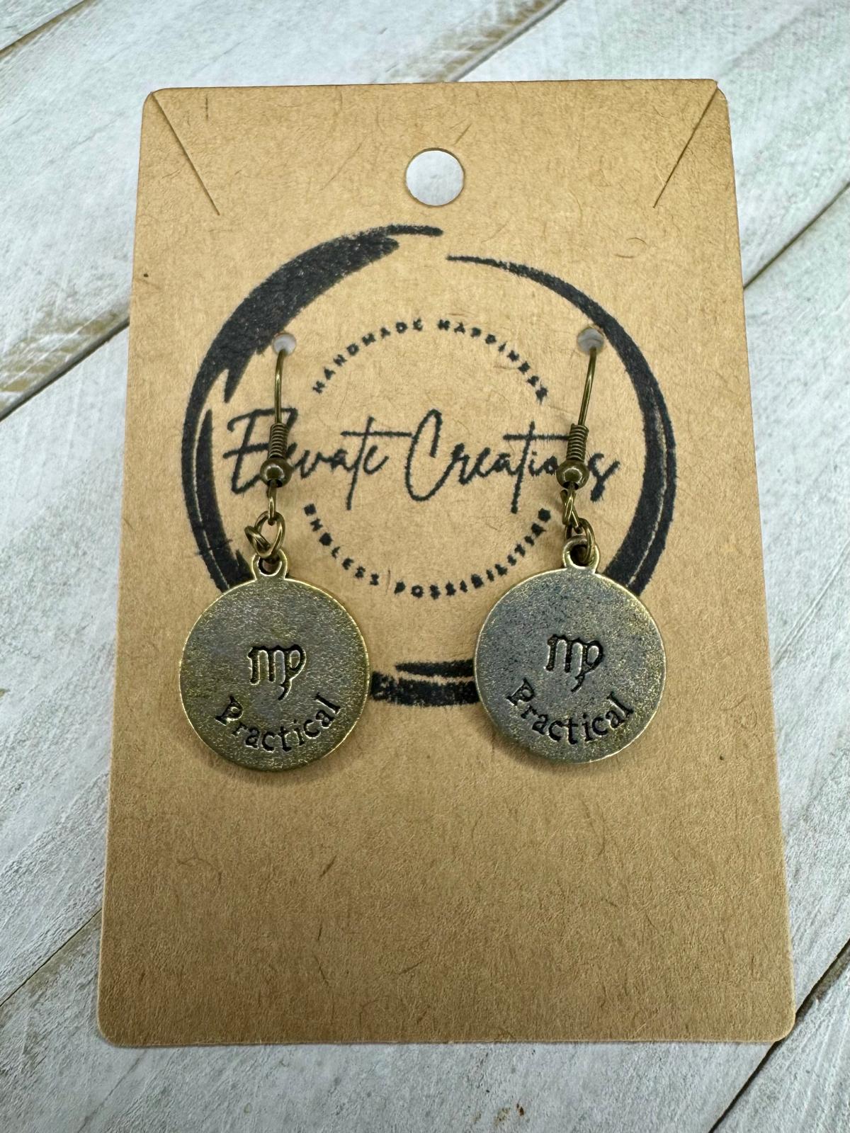 Bronze-Gold Zodiac Earrings | Virgo