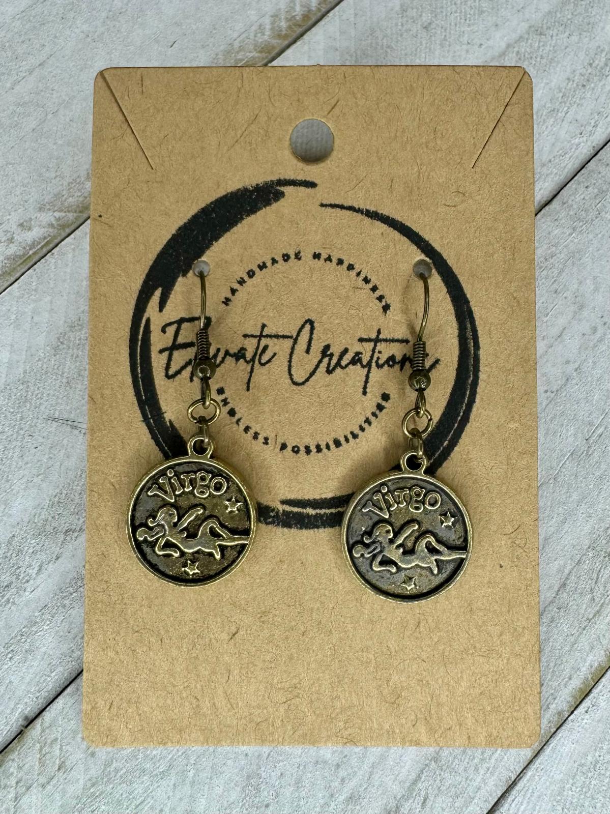 Bronze-Gold Zodiac Earrings | Virgo