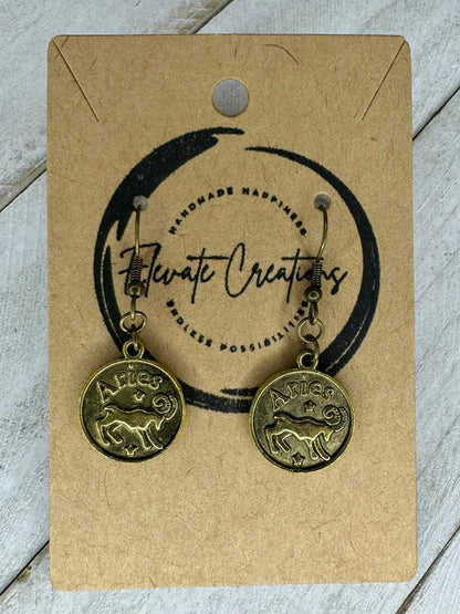 Bronze-Gold Zodiac Earrings | Aries