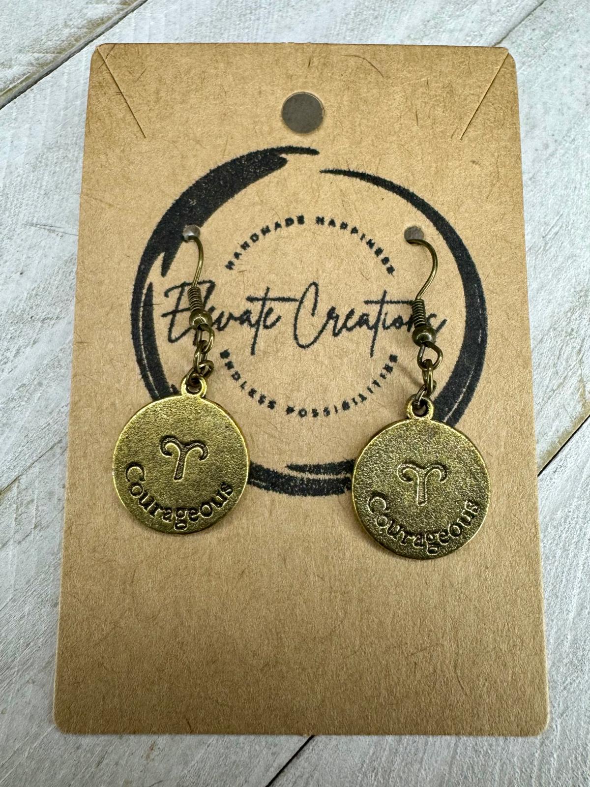 Bronze-Gold Zodiac Earrings | Aries