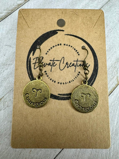 Bronze-Gold Zodiac Earrings | Aries