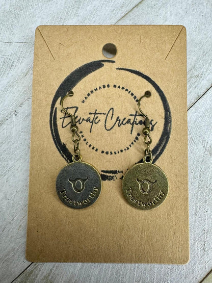 Bronze-Gold Zodiac Earrings | Taurus