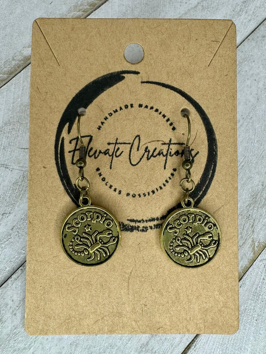 Bronze-Gold Zodiac Earrings | Scorpio