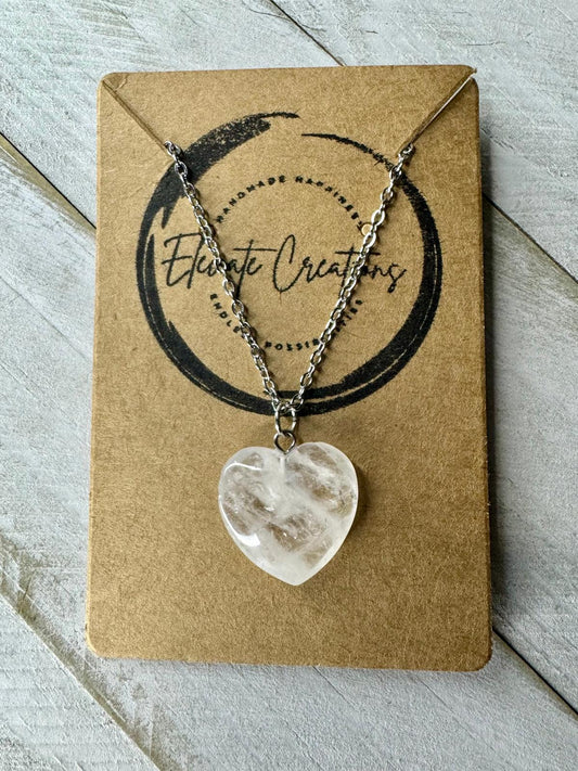 Clear Quartz Heart Charm Necklace