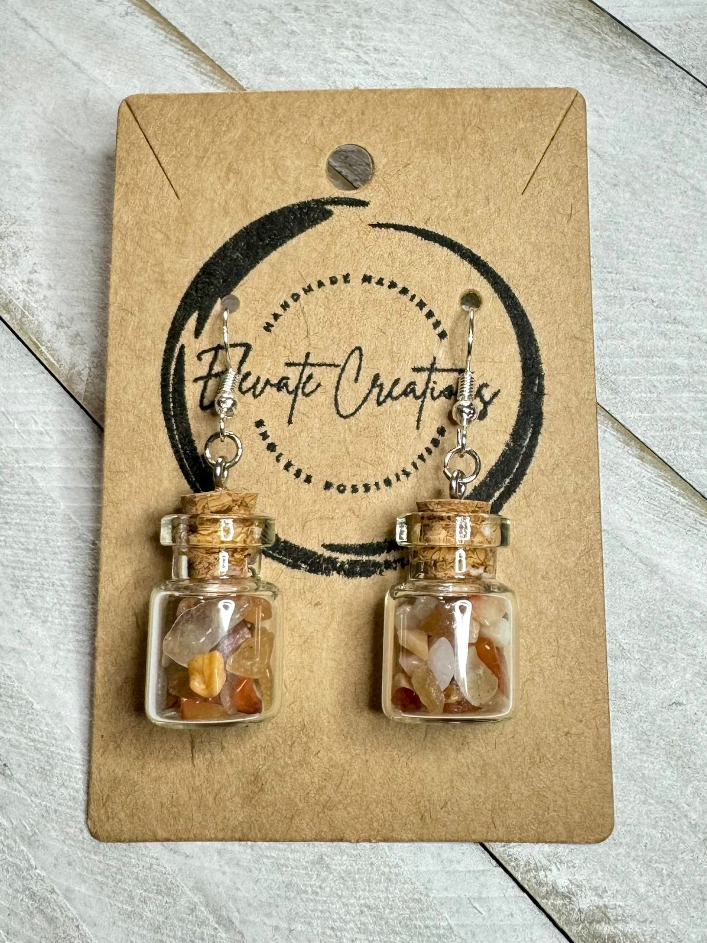 Carnelian Agate Crystal Chips Bottle Earrings