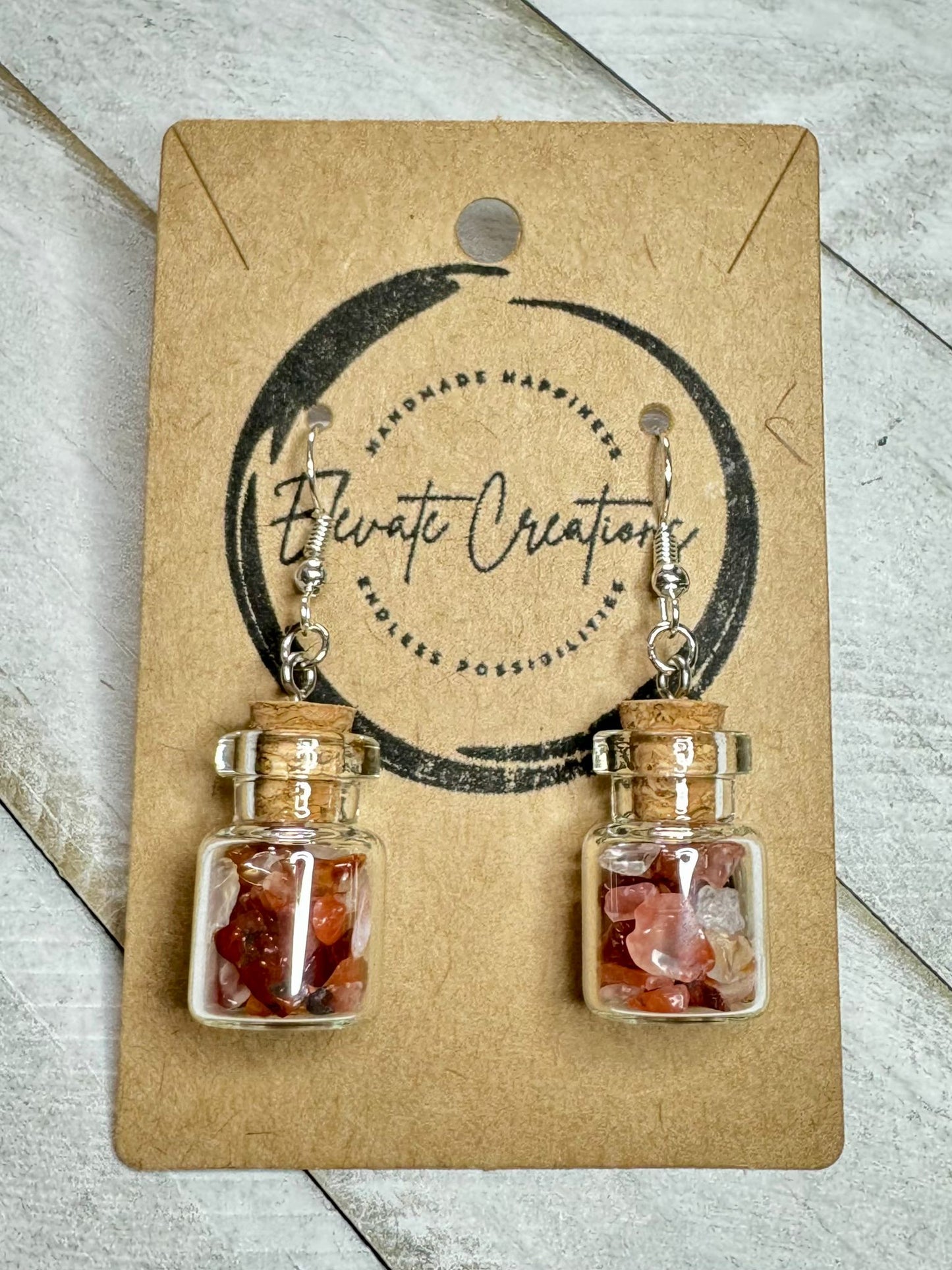 Carnelian Crystal Chips Bottle Earrings