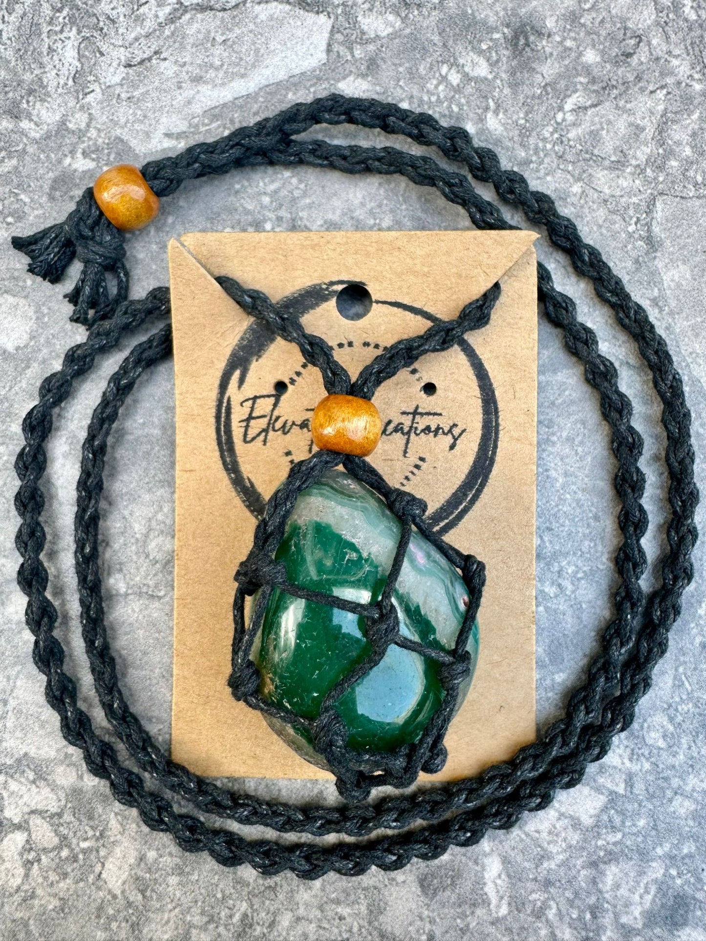 Green Agate | Rope Necklace