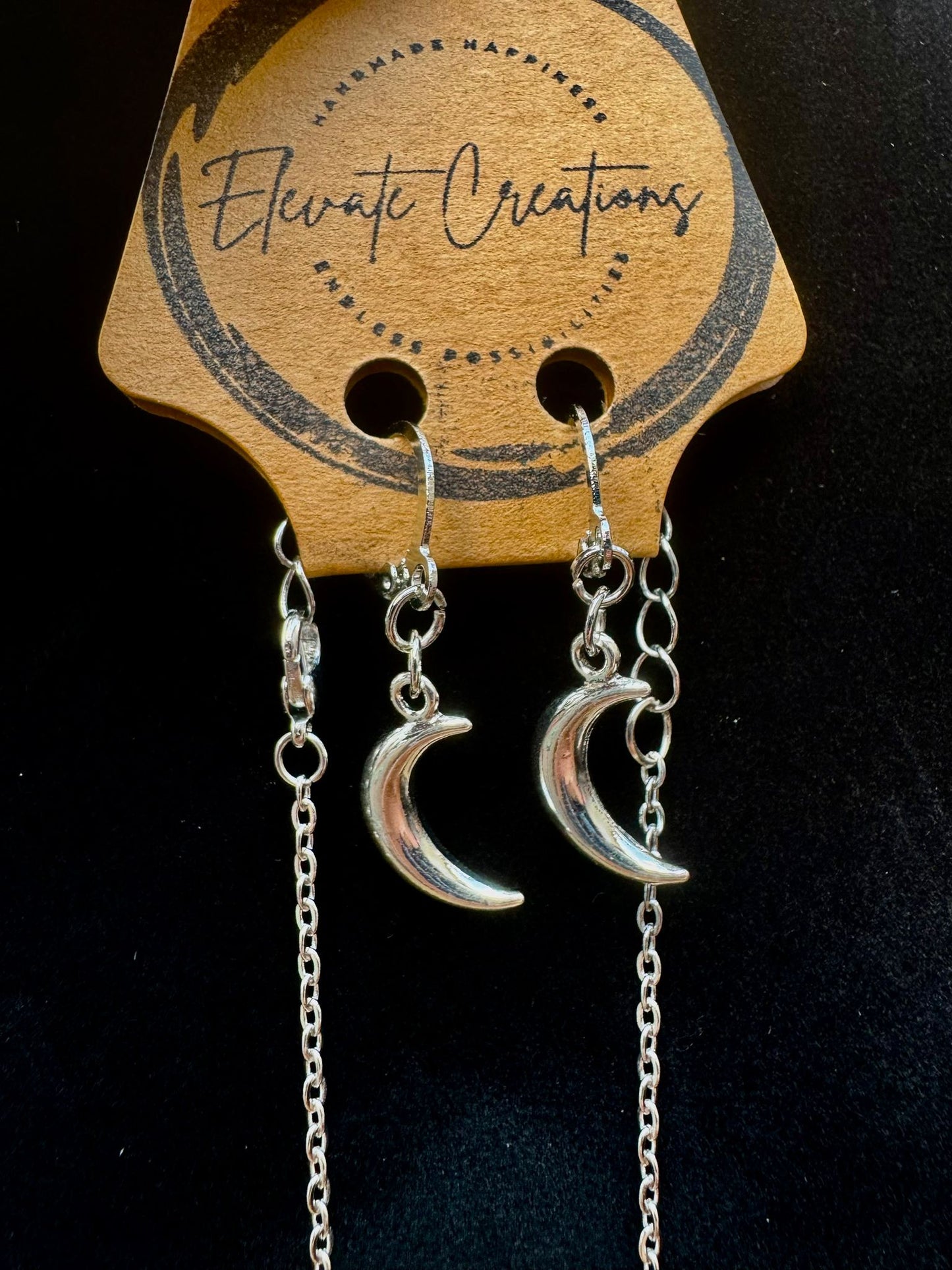 Crescent Moon Necklace + Earrings Set