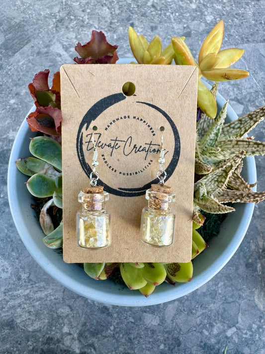 Citrine Crystal Chips Bottle Earrings