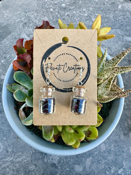 Almandine Garnet Crystal Chips Bottle Earrings