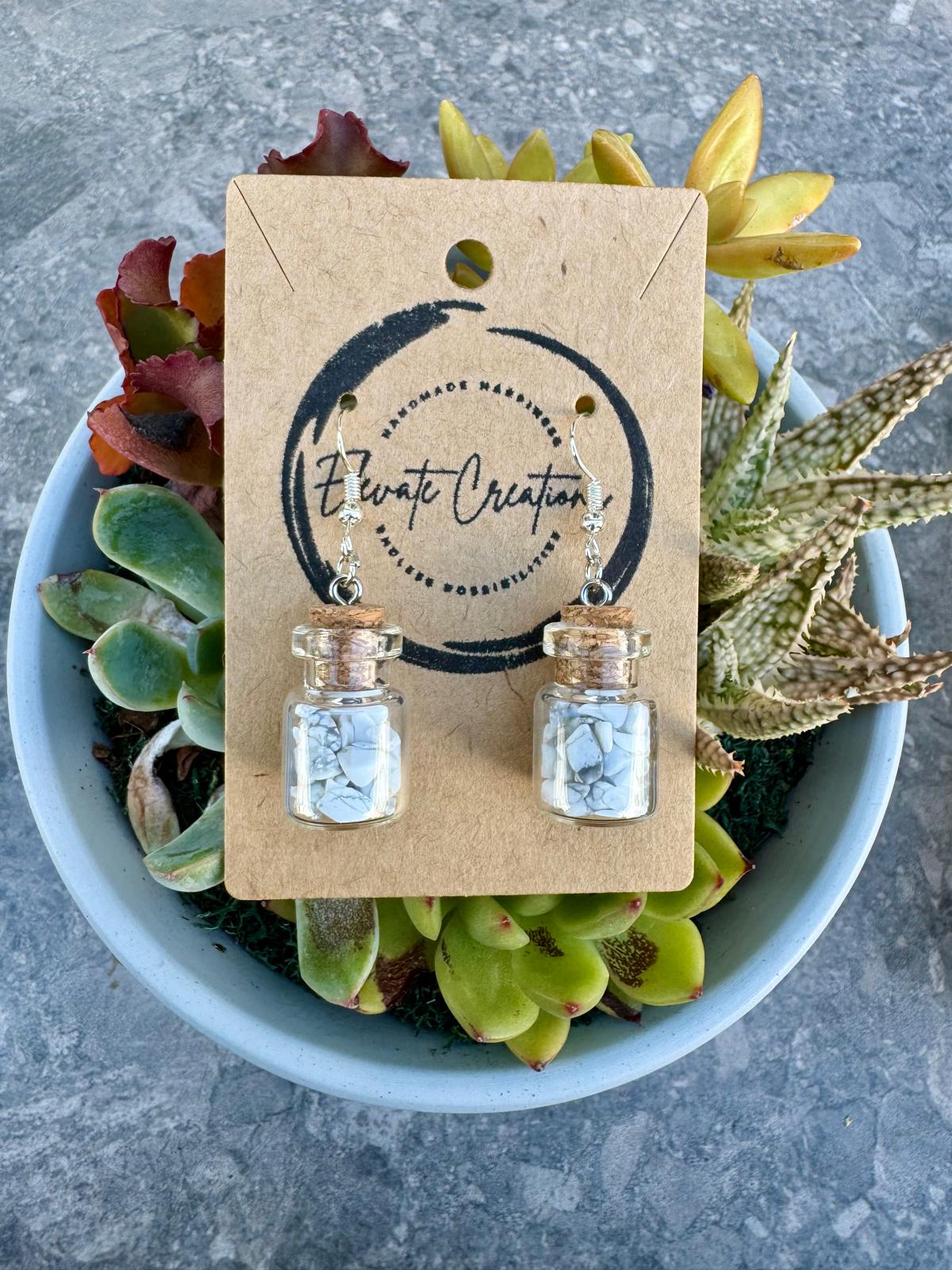 Howlite Crystal Chips Bottle Earrings