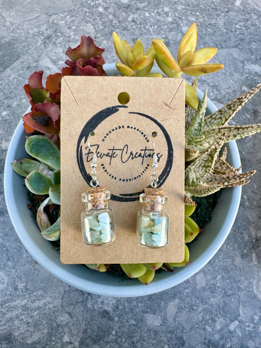 Aquamarine Crystal Chips Bottle Earrings