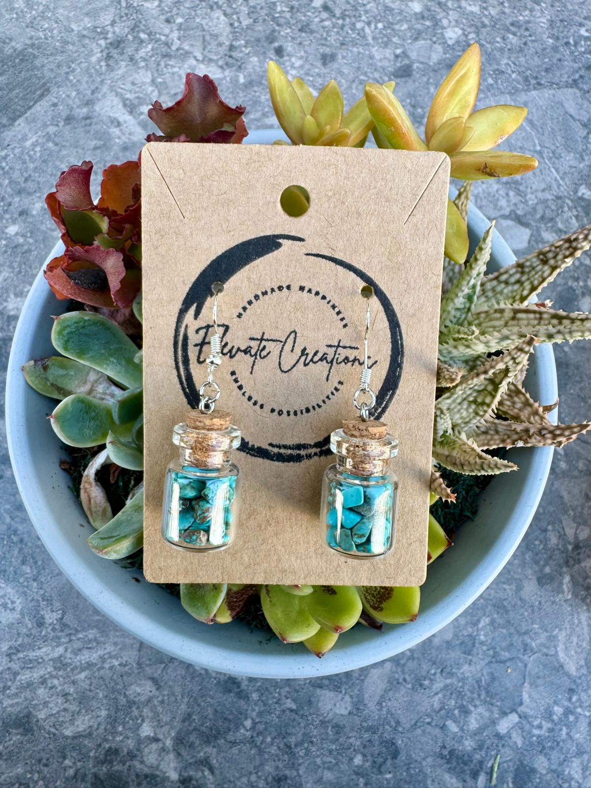 Turquoise Howlite Crystal Chips Bottle Earrings