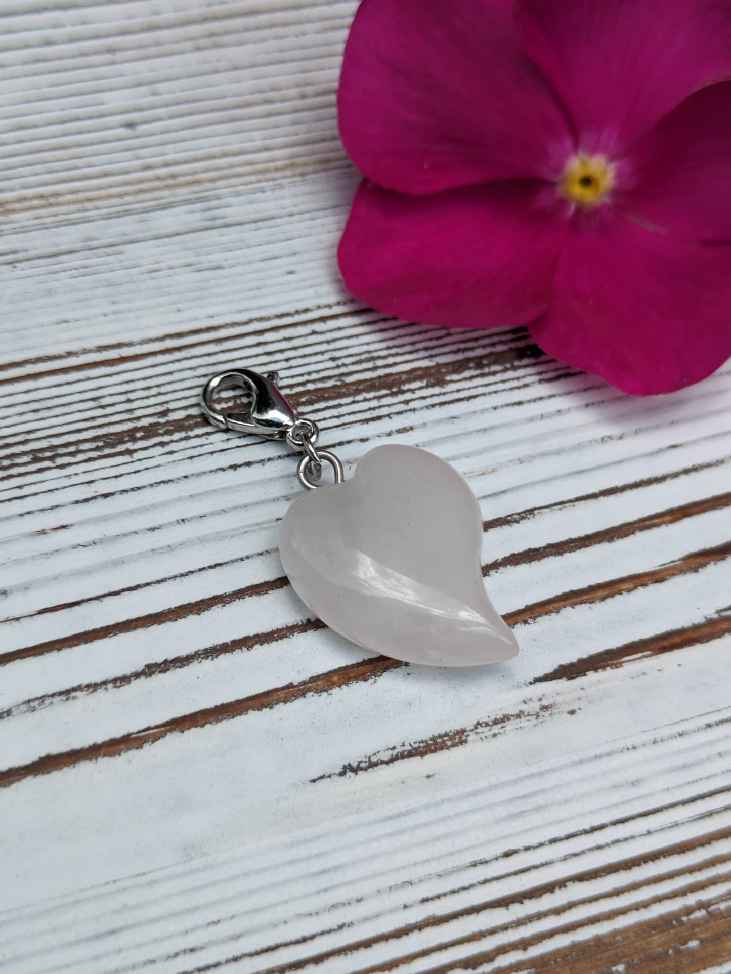 Rose Quartz Heart Crystal Charm