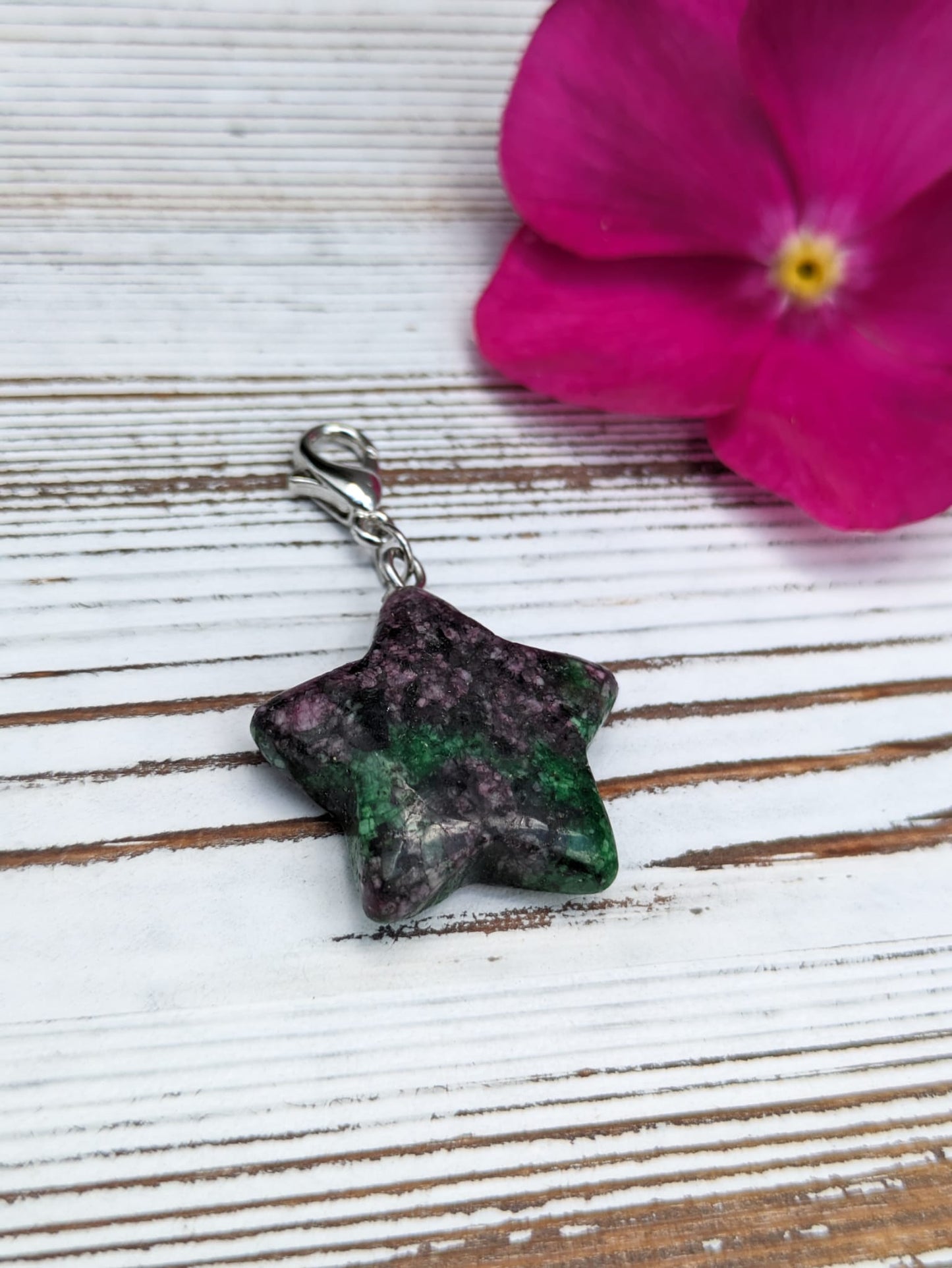 Ruby Zoisite Star Crystal Charm