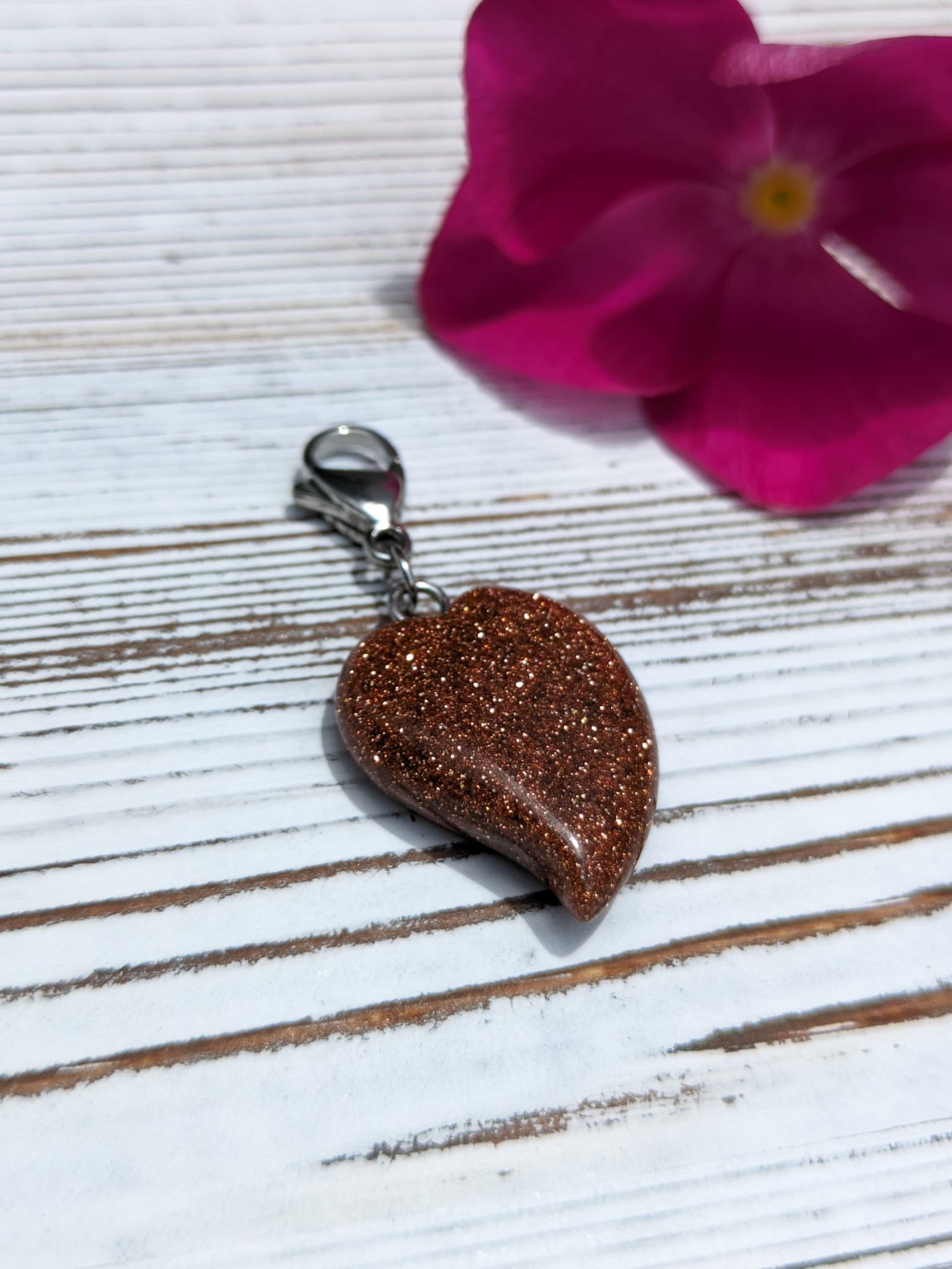 Goldstone Heart Crystal Charm