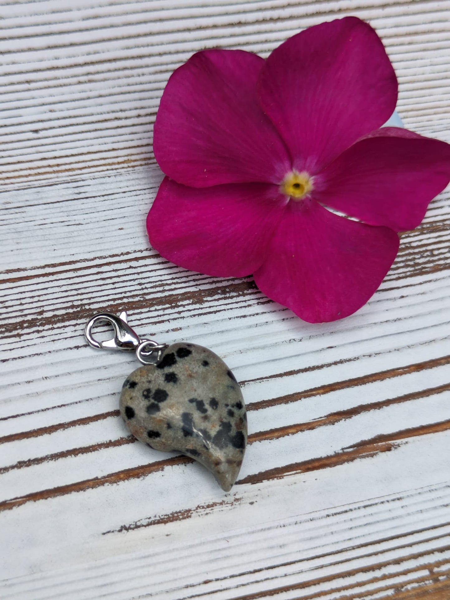 Dalmatian Stone Heart Crystal Charm