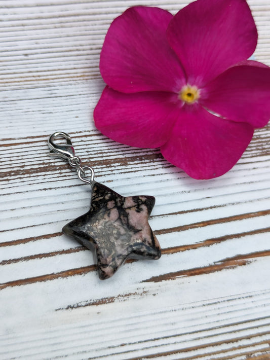 Rhodonite Star Crystal Charm