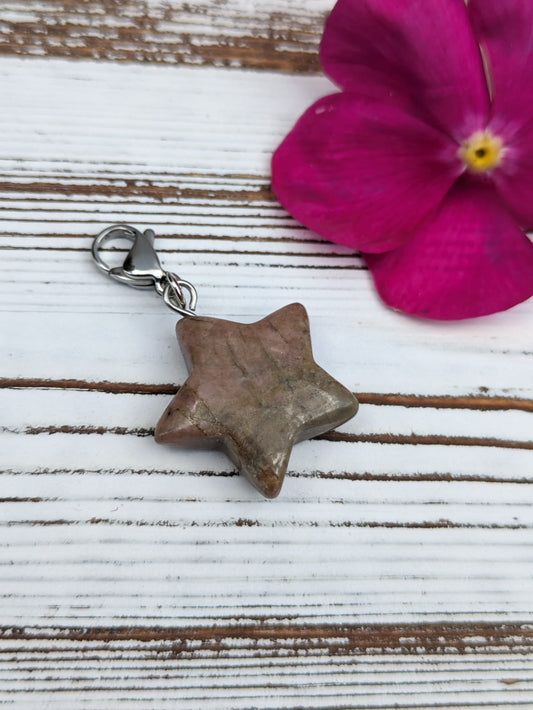 Rhodonite Star Crystal Charm